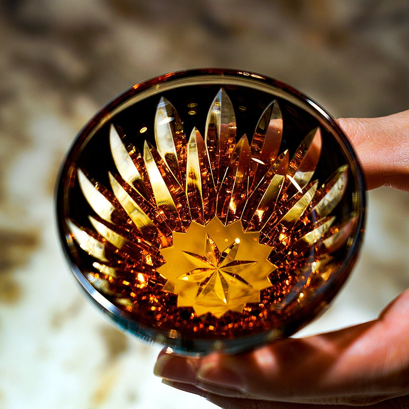 Edo Kiriko Lotus (Hasu) Hand-Cut Whisky Glass
