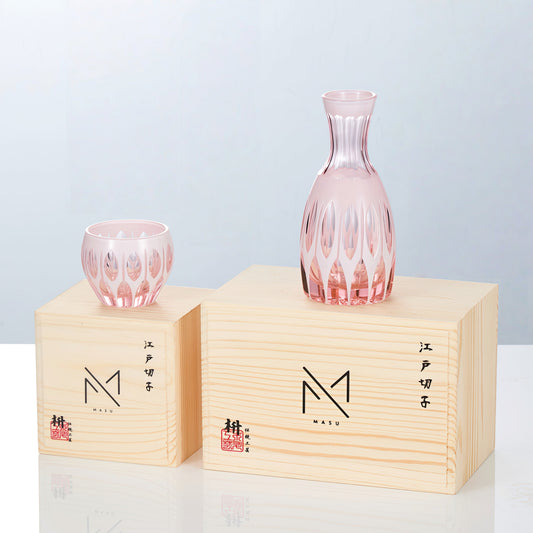 Edo Kiriko Handcrafted Momo Sake Glass Collection
