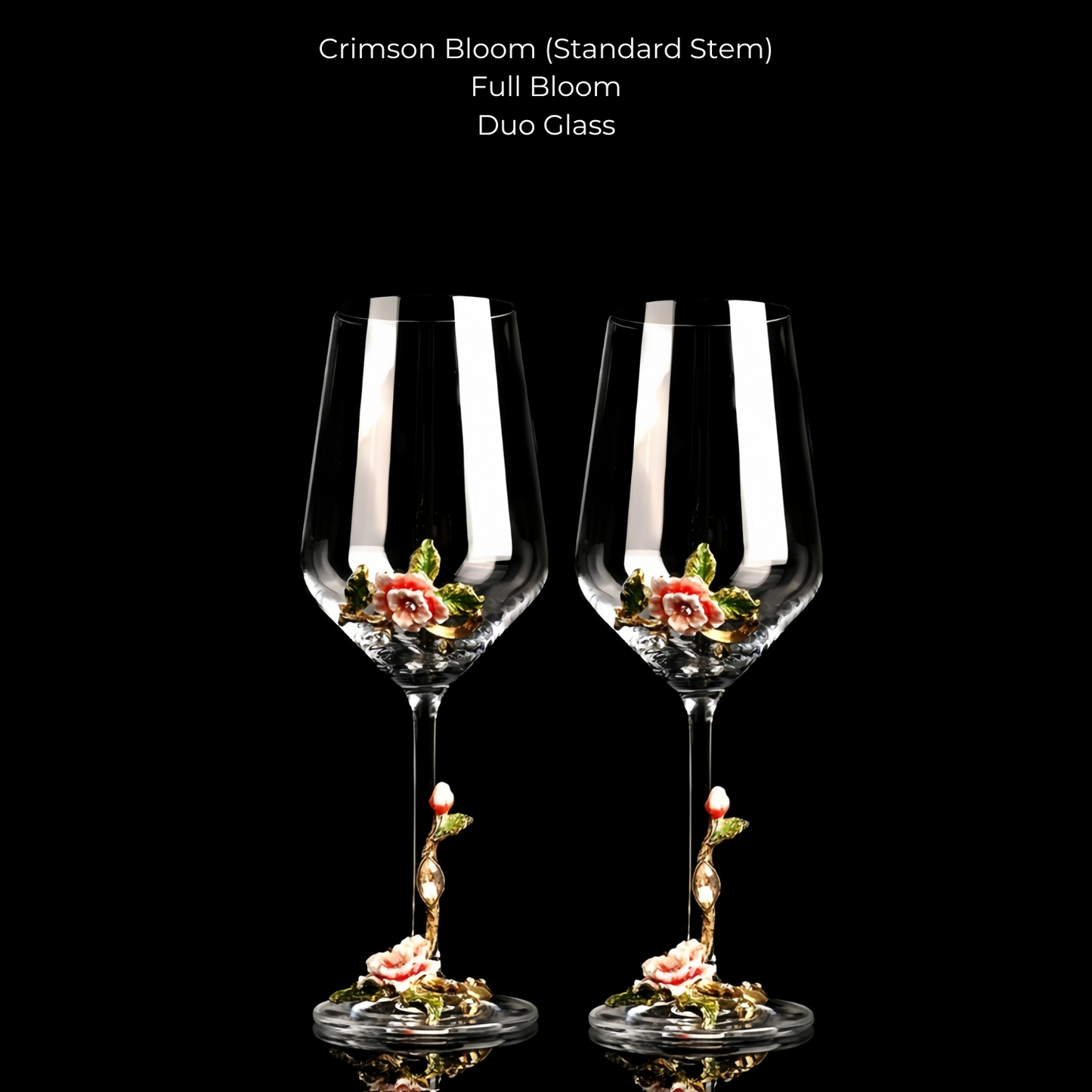 Metallic Flower Crystal Wine Glasses with Decanter Suitcase Set
