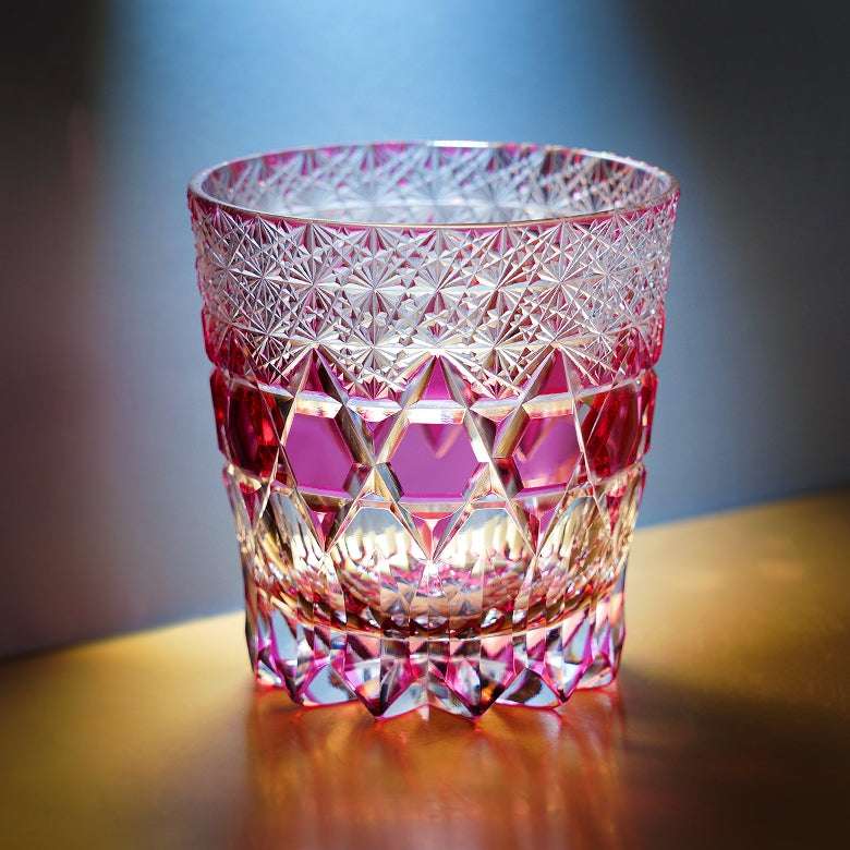 Edo Kiriko Rose Fluorite Hand-Cut Whisky Glass