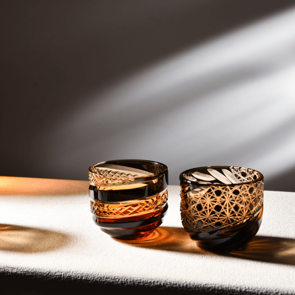 Edo Kiriko Sake Set of 6 | Handcrafted Crystal Sake Cups with Gift Box