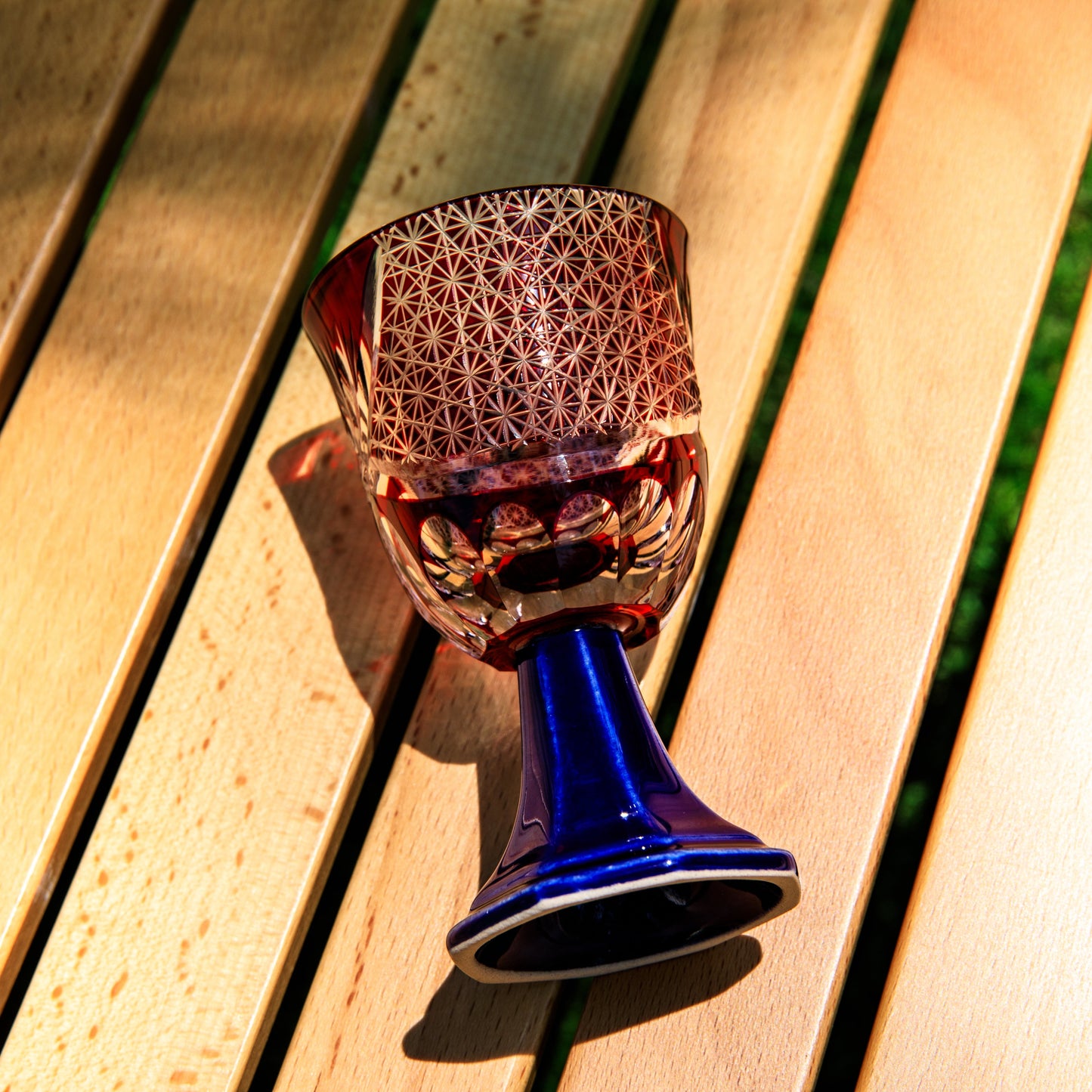 Edo Kiriko Handcrafted Hanabishi Goblet Glass Collection
