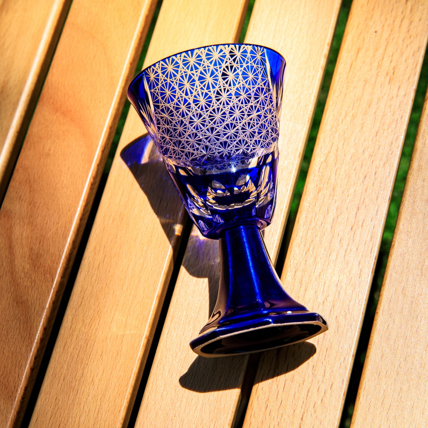 Edo Kiriko Handcrafted Hanabishi Goblet Glass Collection