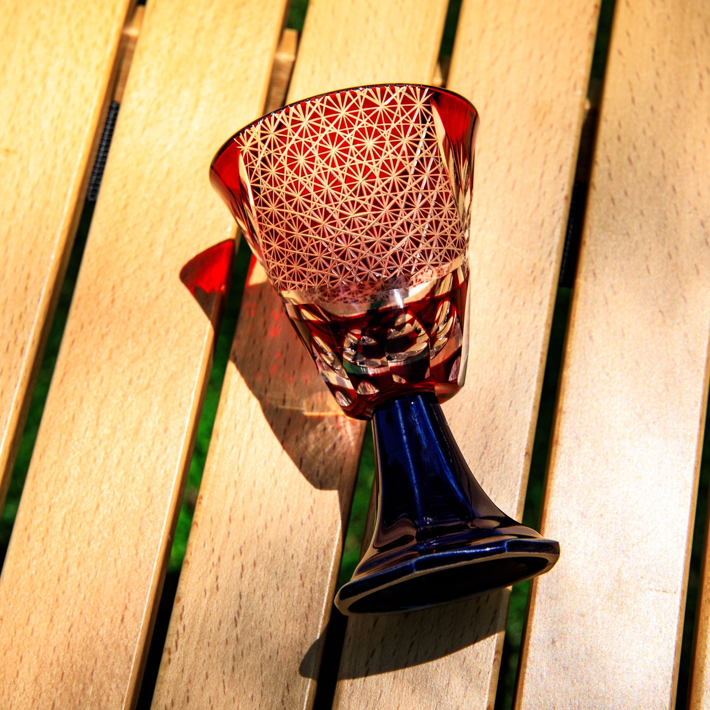 Edo Kiriko Handcrafted Hanabishi Goblet Glass Collection