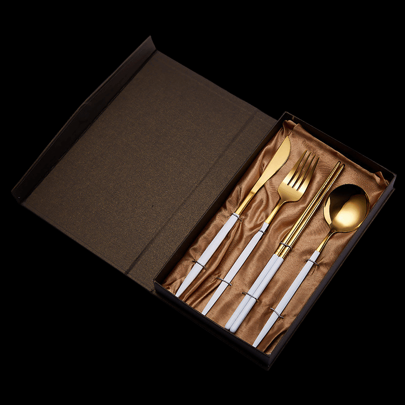 Stainless Steel Pointed Handle Utensil Gift Sets (Chopsticks Edition)