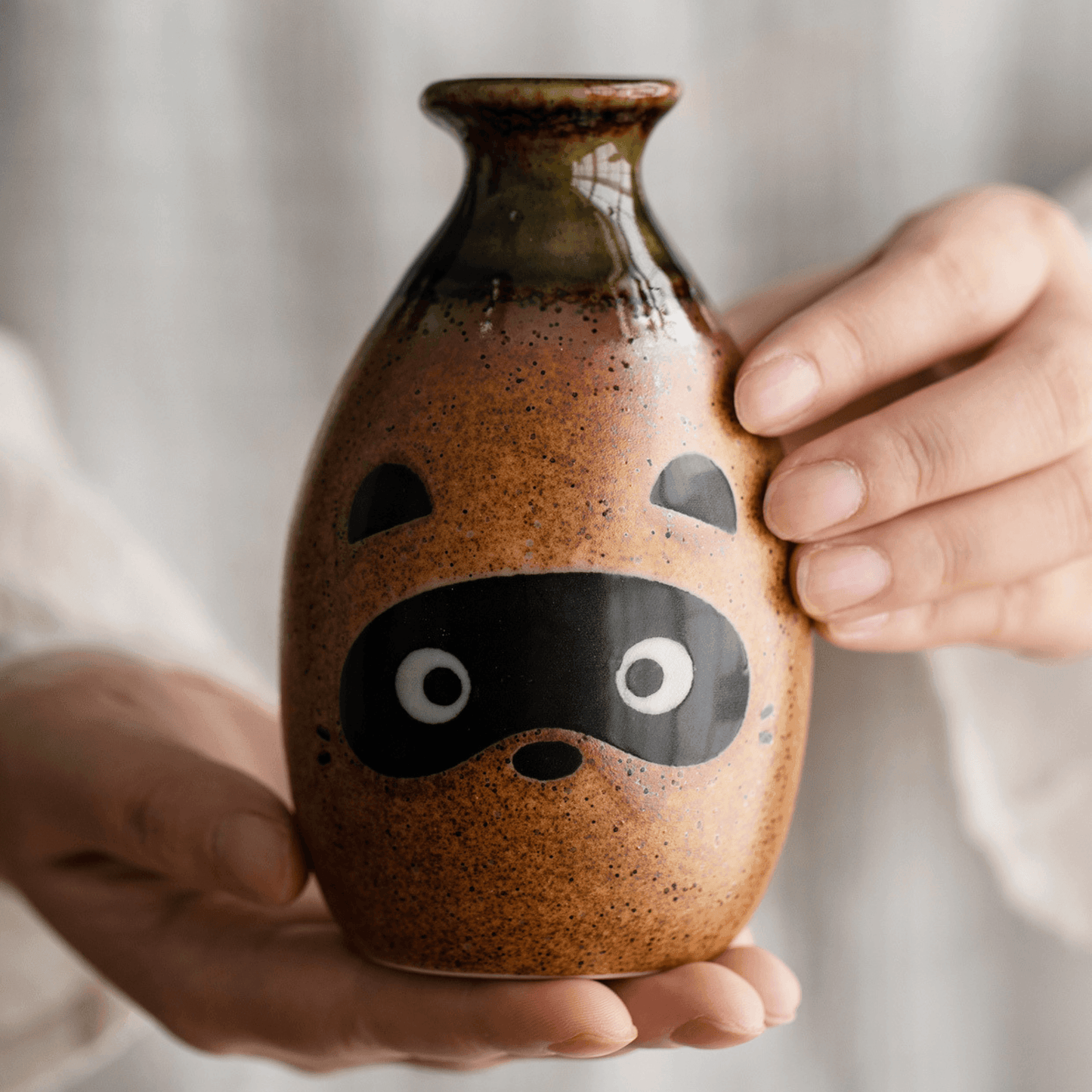 Japanese Ceramic Tanuki (Raccoon) Sake Set