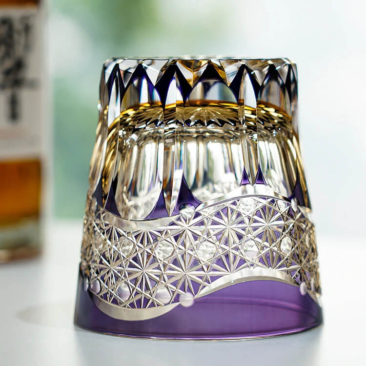 Edo Kiriko Emerald Prism Hand-Cut Whisky Glass