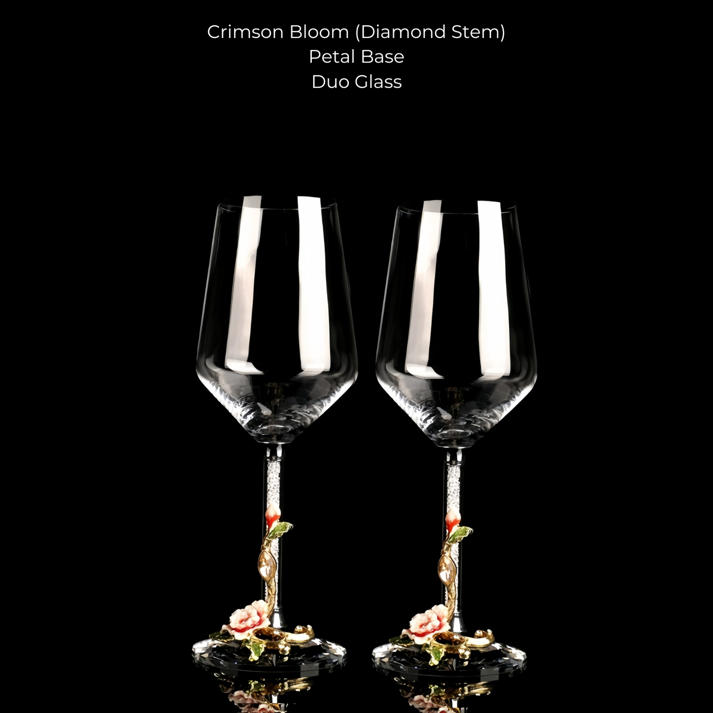 Metallic Flower Crystal Wine Glasses with Decanter Suitcase Set