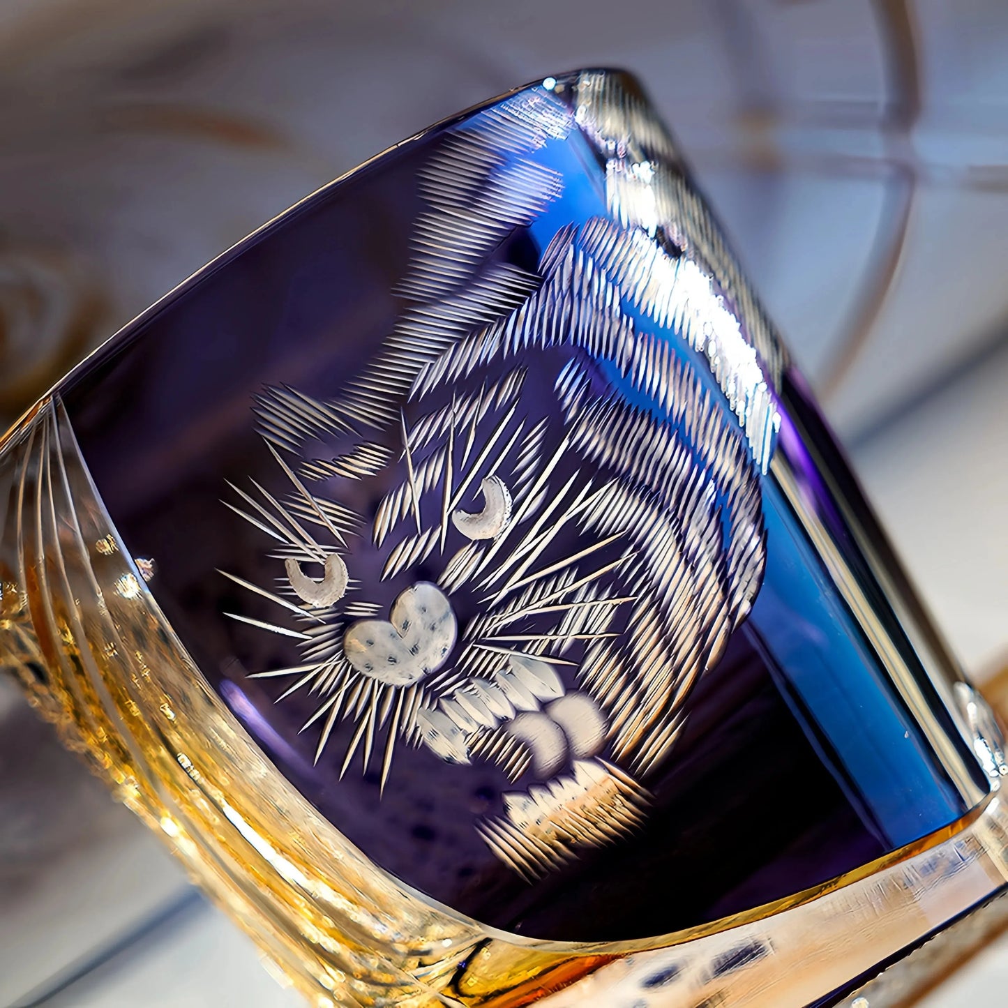 Edo Kiriko Murasaki Tora Hand-Cut Whisky Glass