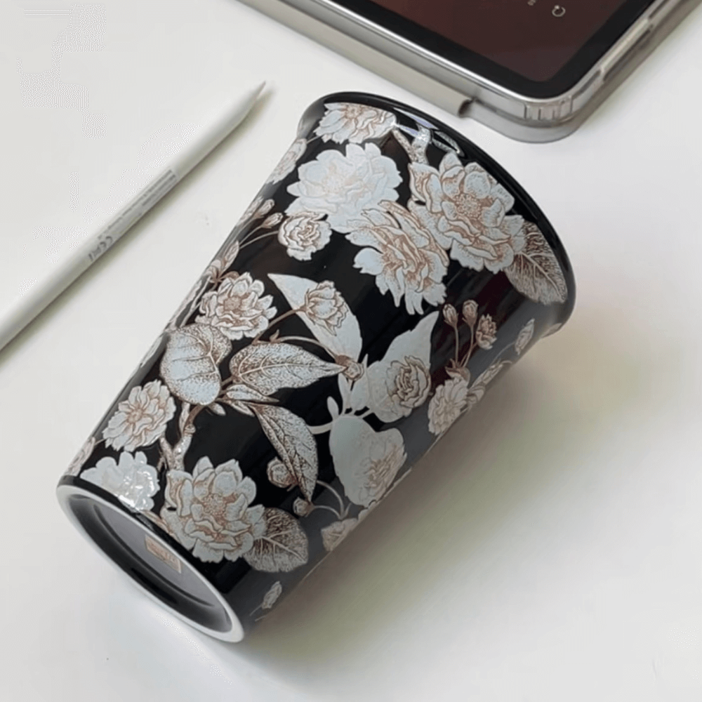 Handcrafted Embossed Coffee Cup with High-Temperature Underglaze (400ml)