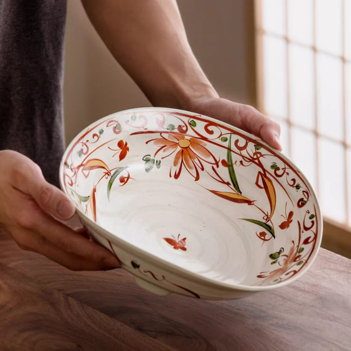 Mino Ware Akae Red Blossom Butterfly Dish Collection