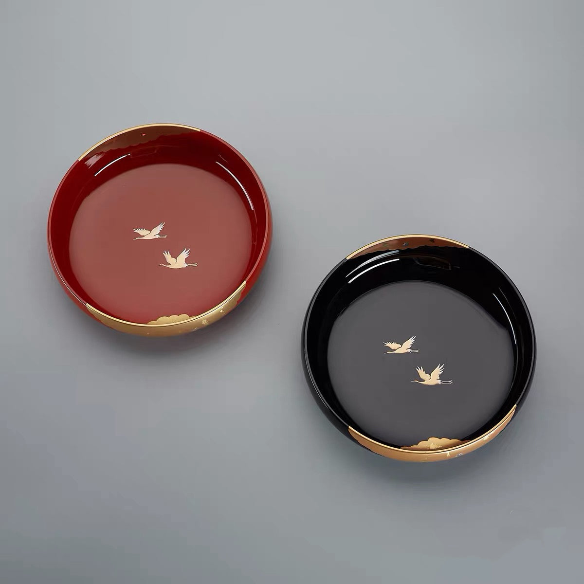 Yamanaka Shikki Circular Cranes Lacquer Resin Bowl