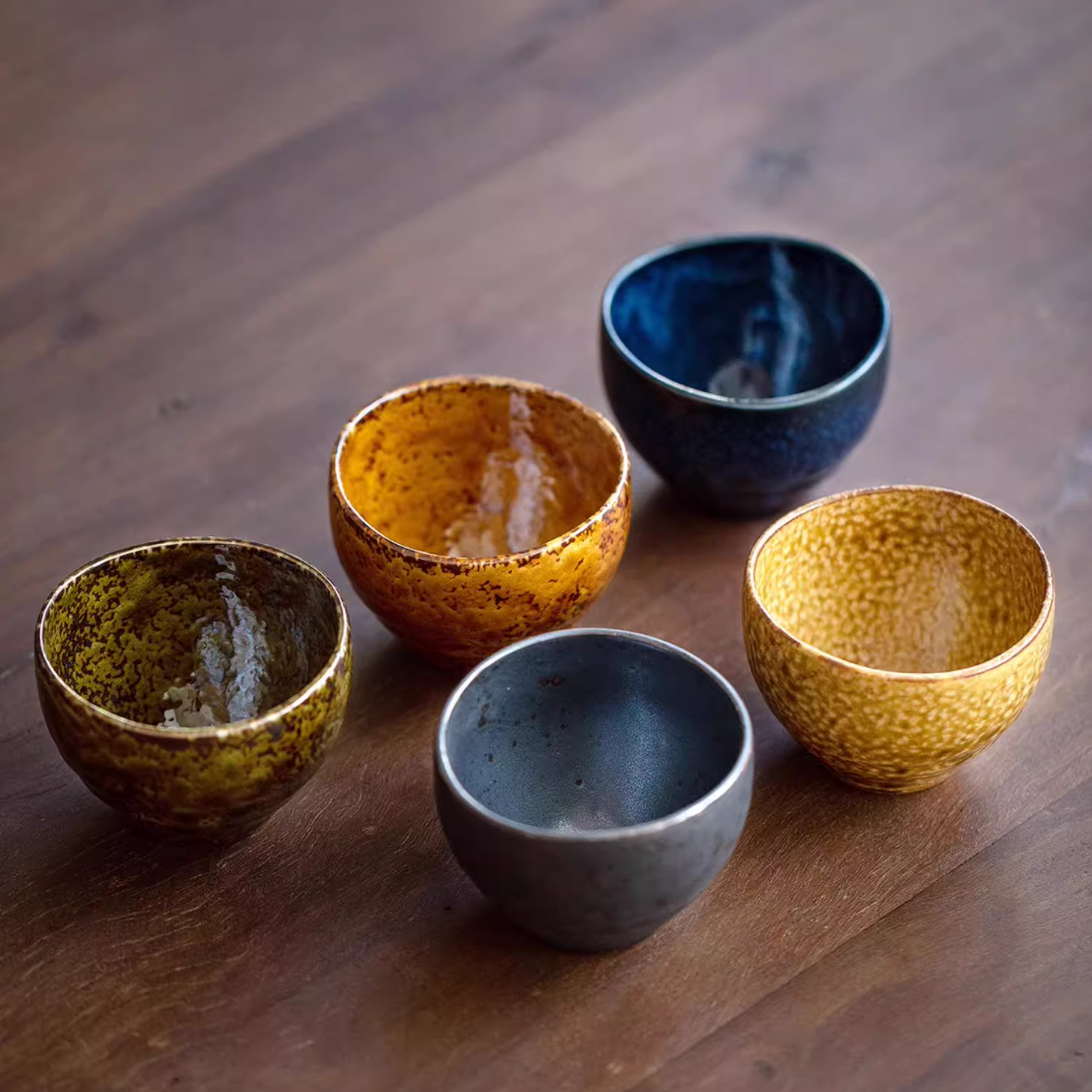 Mino Ware Autumn Harmony Tea/sake Cup Set of Five – A Celebration of Seasonal Beauty