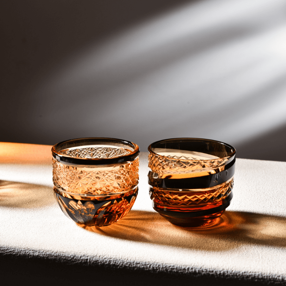 Edo Kiriko Sake Set of 6 | Handcrafted Crystal Sake Cups with Gift Box
