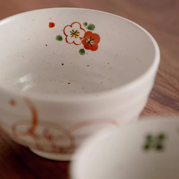 Authentic Hasami-yaki Hand-Painted Rabbit Motif Stoneware Bowl Set