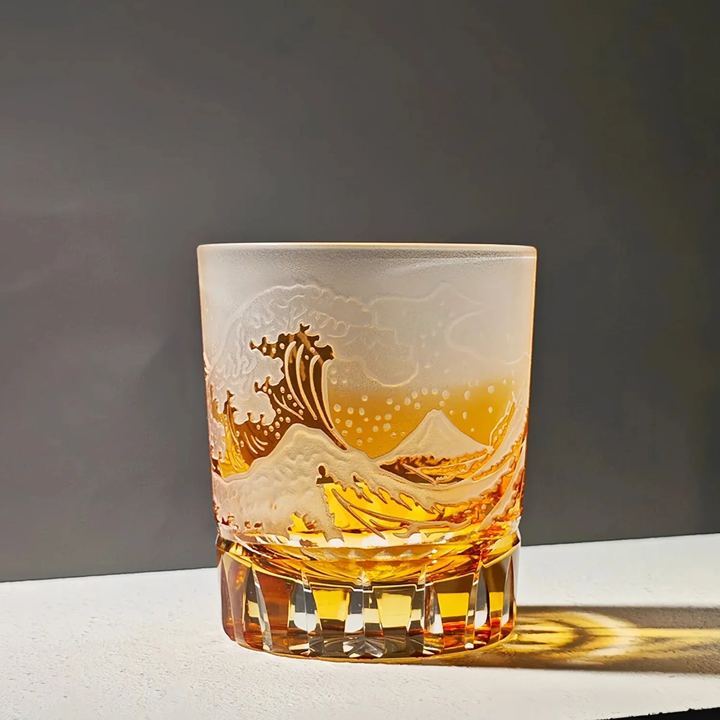 Edo Kiriko Fuji Wave Hand-Cut Whisky Glass