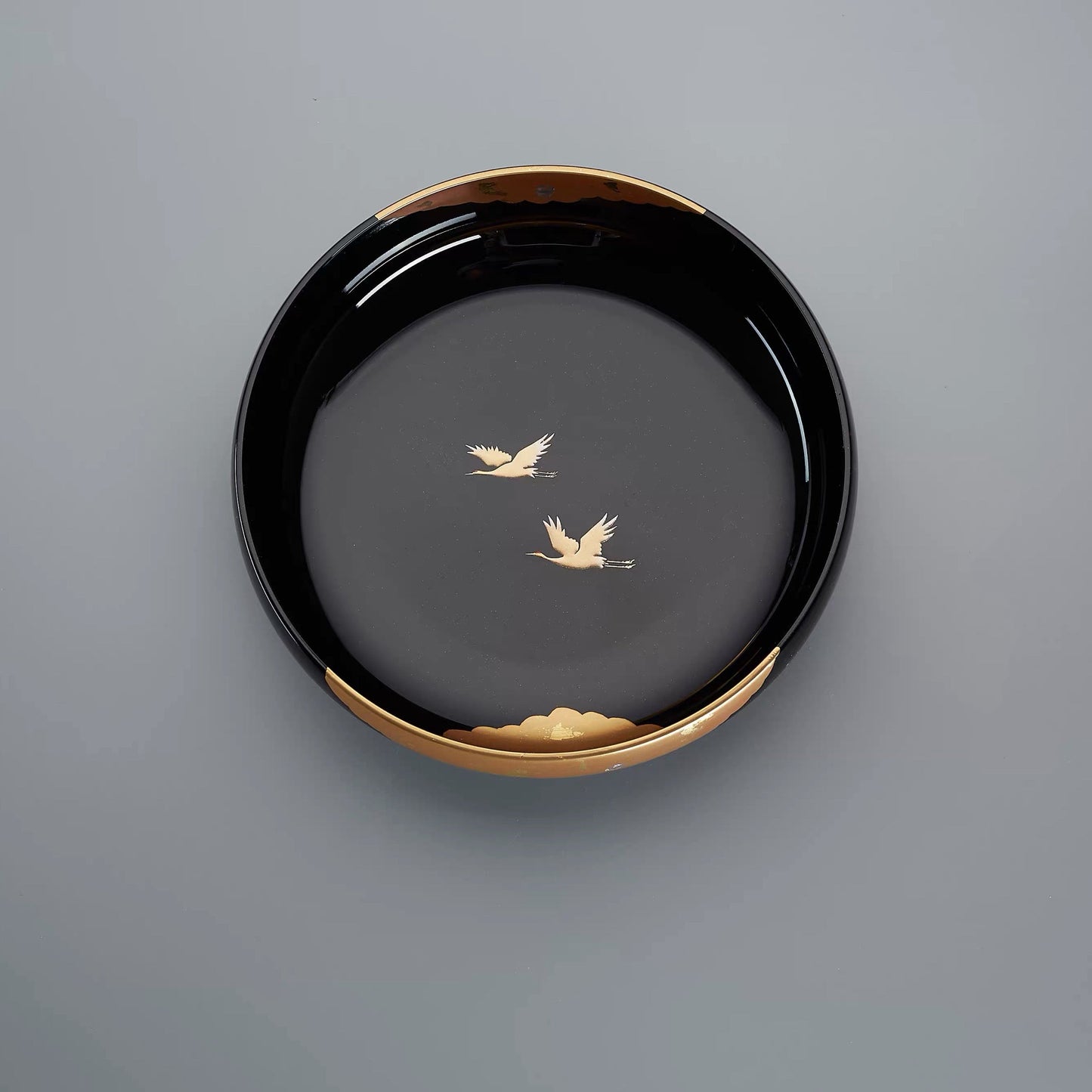 Yamanaka Shikki Circular Cranes Lacquer Resin Bowl