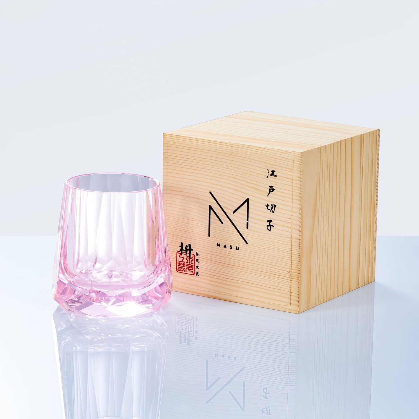 Edo Kiriko Handcrafted Kage Hana Whisky Glass With Wooden Box