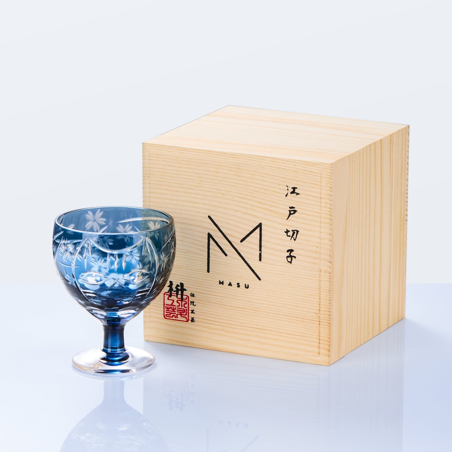 Edo Kiriko Handcrafted Sakura no Kaze Rounded Goblet Glass Collection