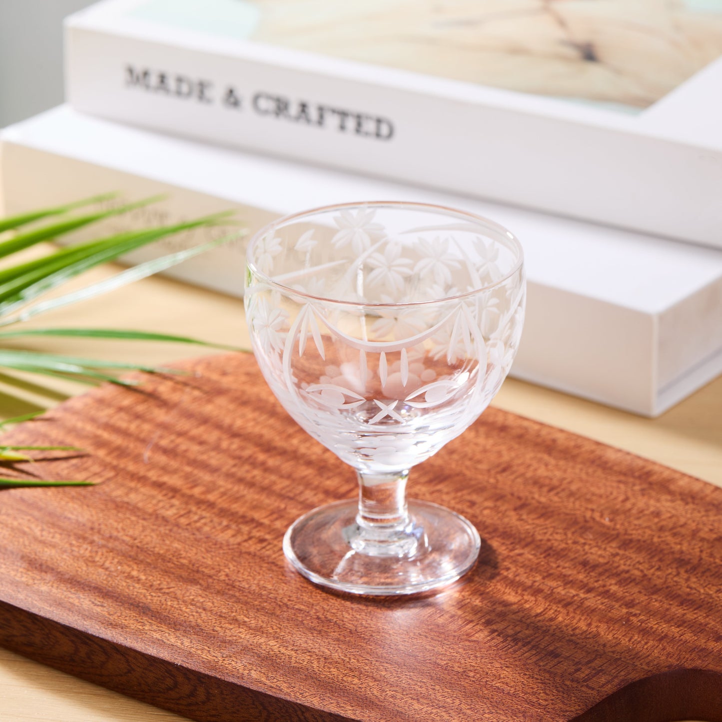 Edo Kiriko Handcrafted Sakura no Kaze Rounded Goblet Glass Collection