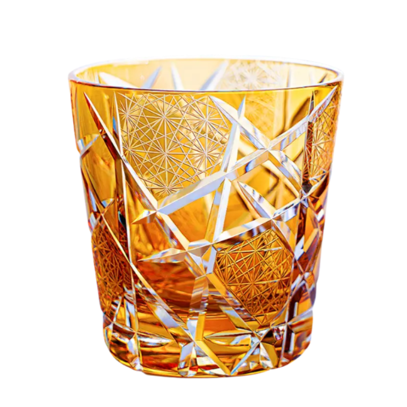 Edo Kiriko Crane Lightning Whiskey Glass