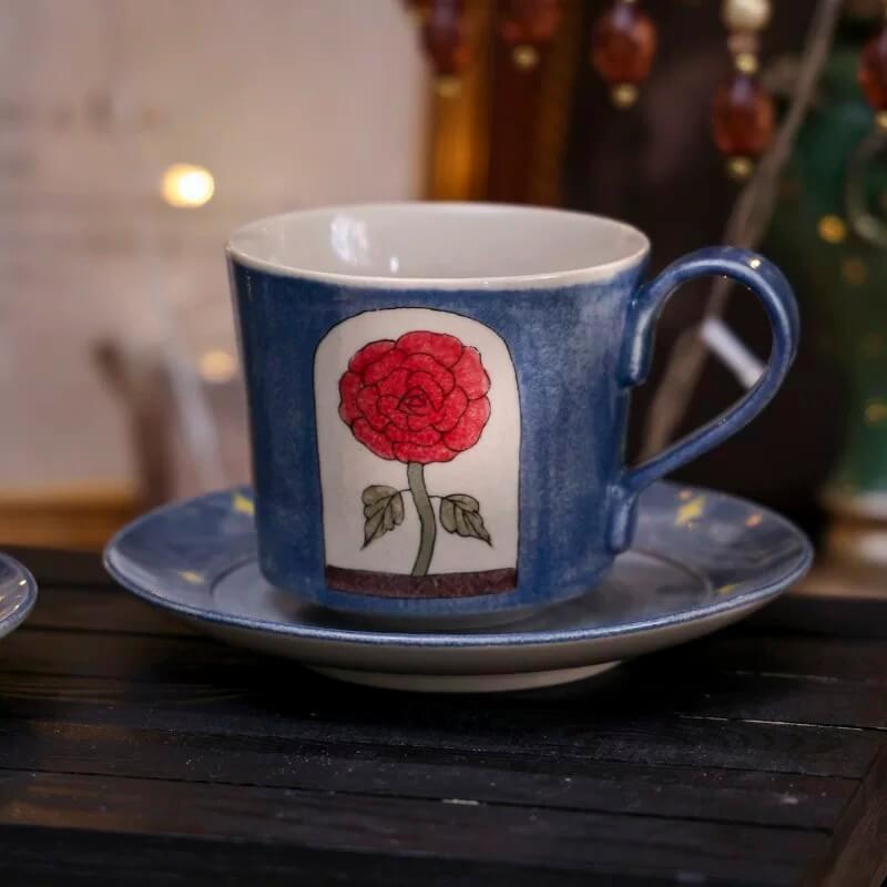 Hand-Painted Little Prince Coffee Set - Ceramic Mug & Saucer. Unique Couple's Gift for Birthday/Wedding