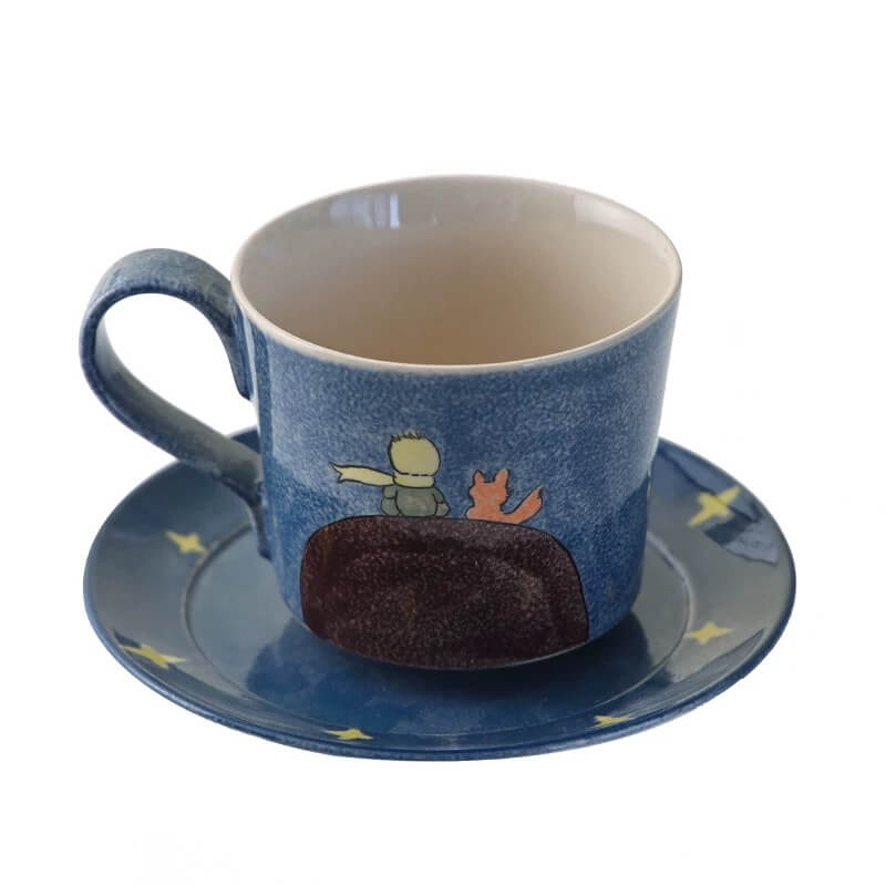 Hand-Painted Little Prince Coffee Set - Ceramic Mug & Saucer. Unique Couple's Gift for Birthday/Wedding