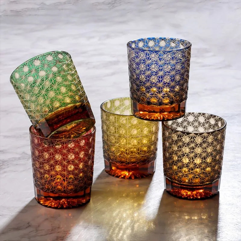 Edo Kiriko Star Chrysanthemum Hand-Cut Whisky Glass