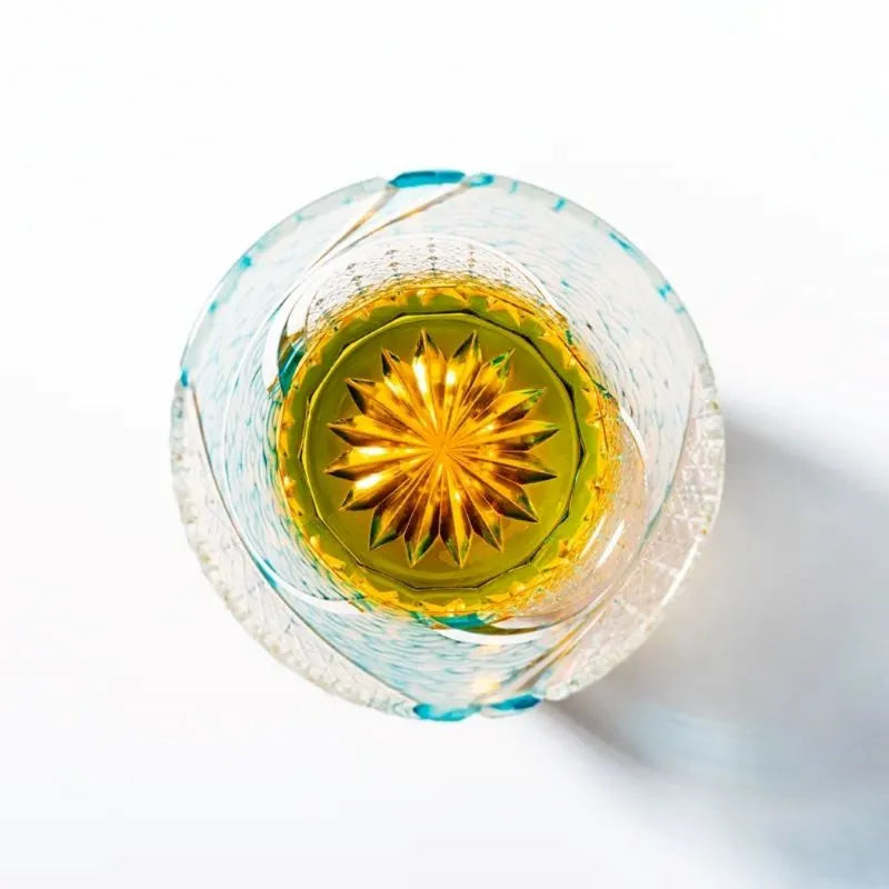 Edo Kiriko Ink Blue Cloud Hand-Cut Whisky Glass