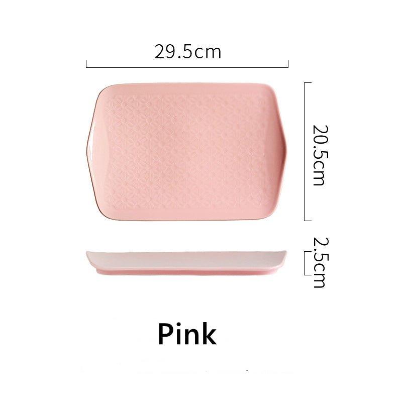 Japanese Rectangular Ceramic Floral Pattern Platters