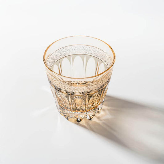 Edo Kiriko Amber Sakura Hand-Cut Whisky Glass