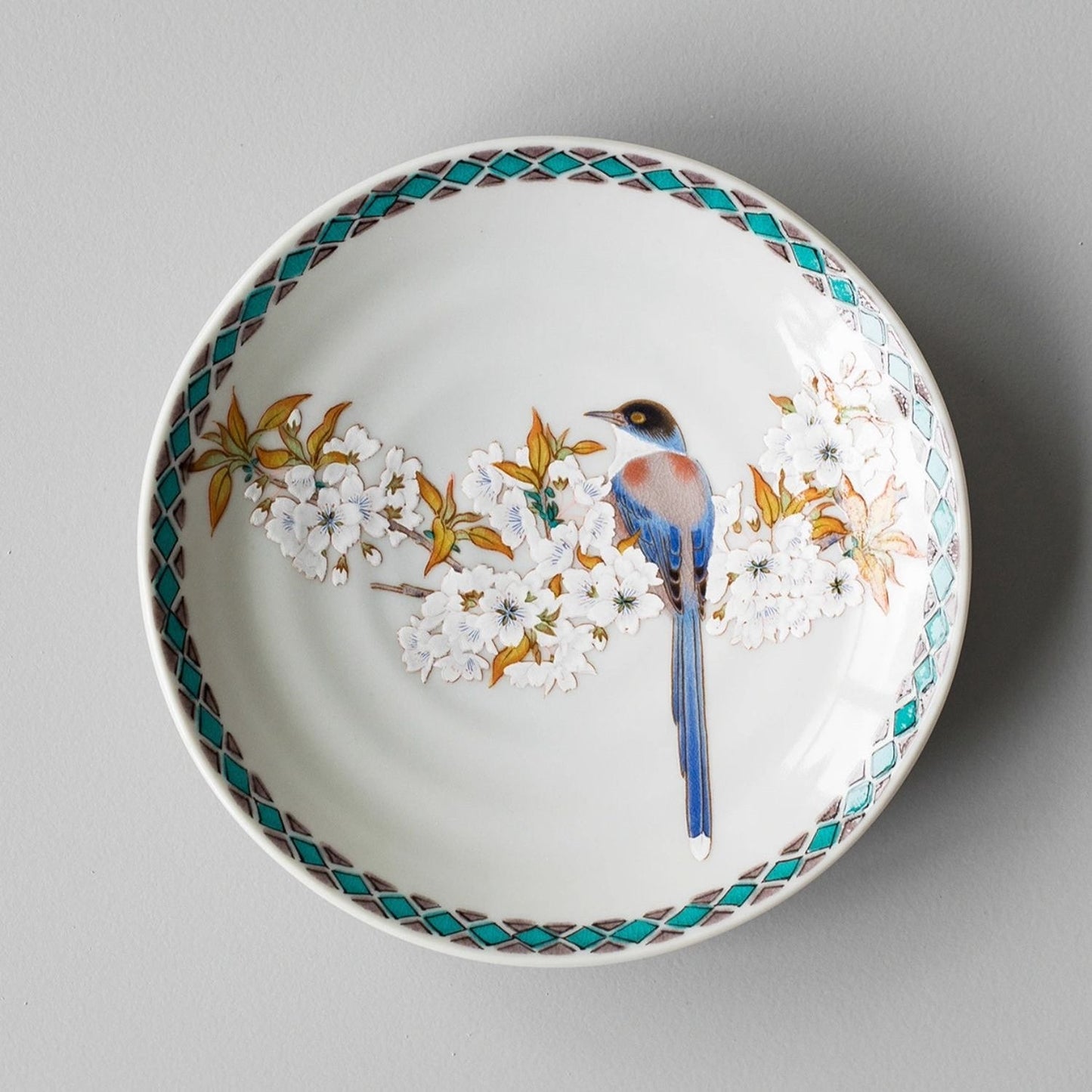 Kutaniyaki Sakurabana Hibari Ceramic Plate Set of Five