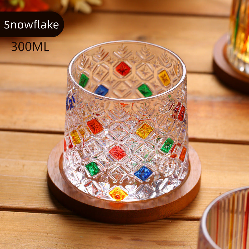 Rotating Multi Color Stained Whisky Glass With Gift Box