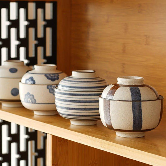 Japanese Handcrafted Ceramic Rounded Bowl With Lid