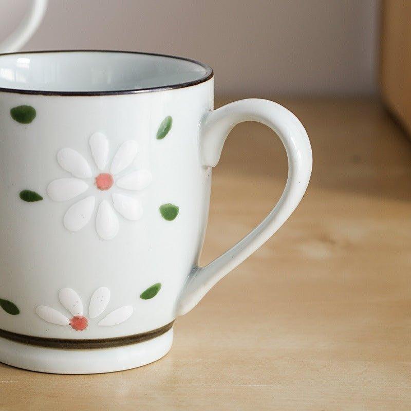 Japanese Nature Themed Ceramic Glazed Hand-Painted Tea Cups