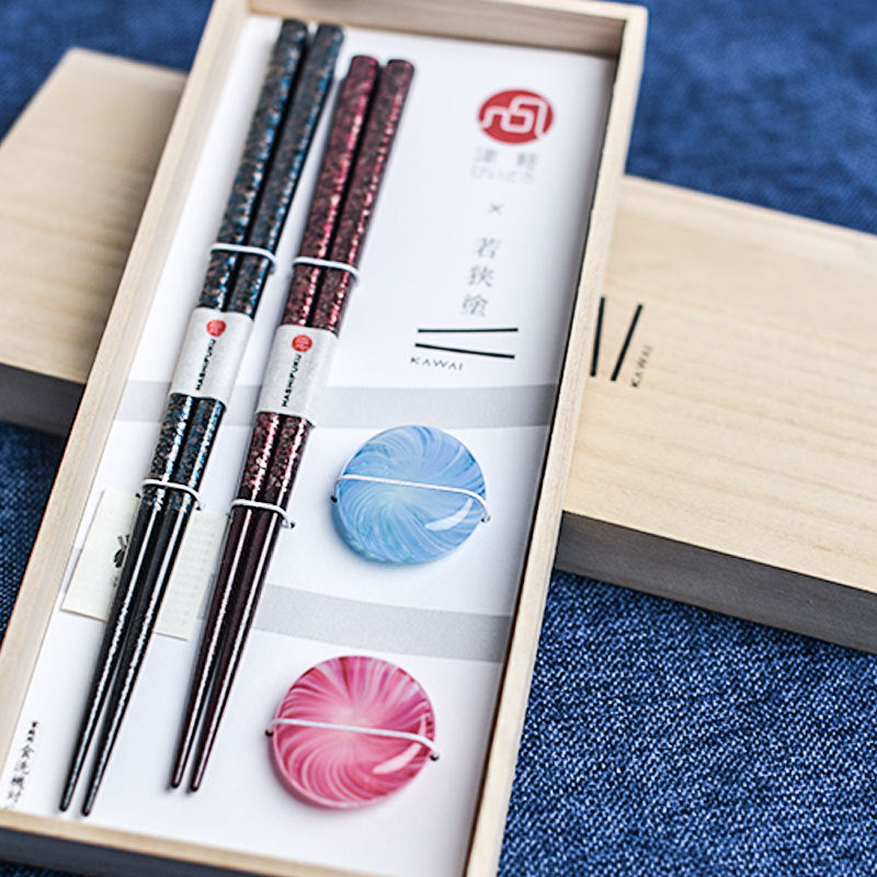 Japanese Handcrafted Snow Wooden Chopsticks Wedding Gift Set