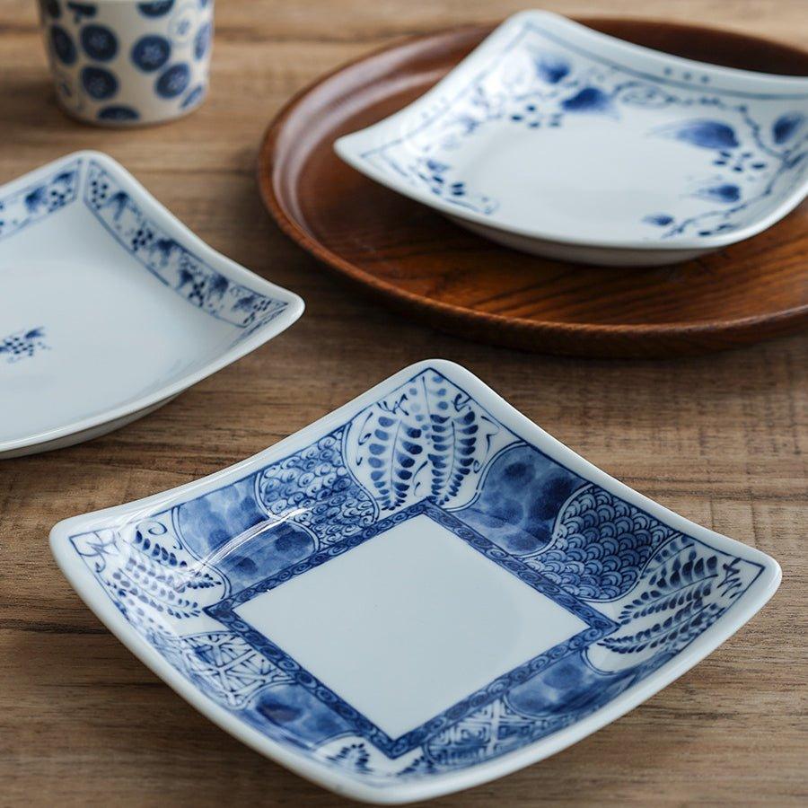 Japanese Handcrafted Mino Ware Ceramic Square Plates