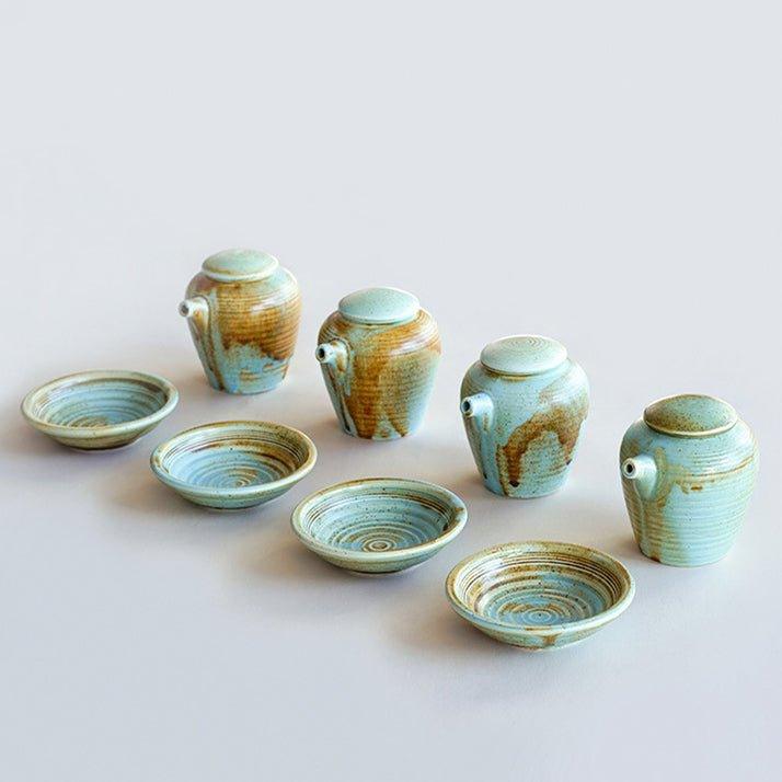 Japanese Handcrafted Vintage Ceramic Soy Sauce Dispenser / Plate