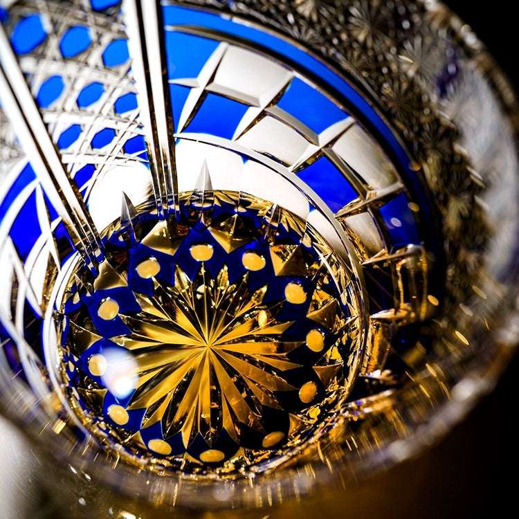 Edo Kiriko Sapphire Motif Hand-Cut Whisky Glass