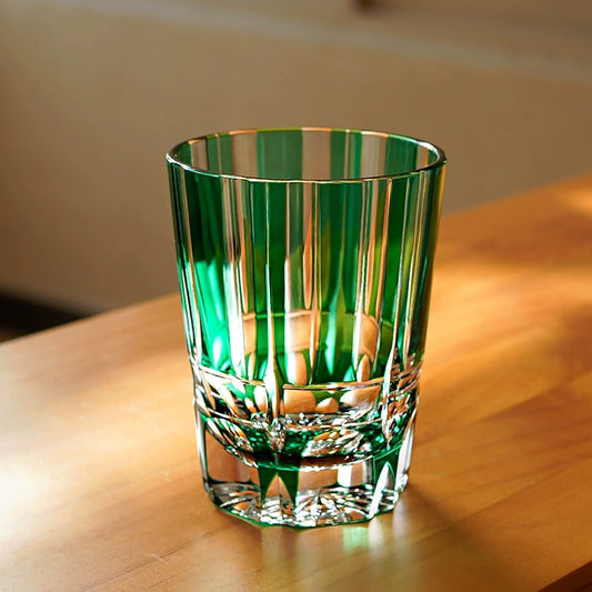 Edo Kiriko Handcrafted Bamboo Feast Whisky Glass – A Harvest of Serenity in Crystal
