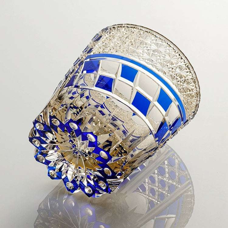 Edo Kiriko Sapphire Motif Hand-Cut Whisky Glass