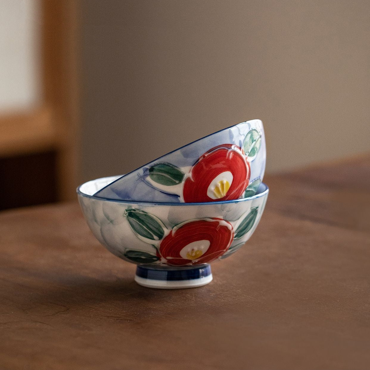 Japanese Mino-yaki Hand-Painted Floral Bowl Set (5-Piece)
