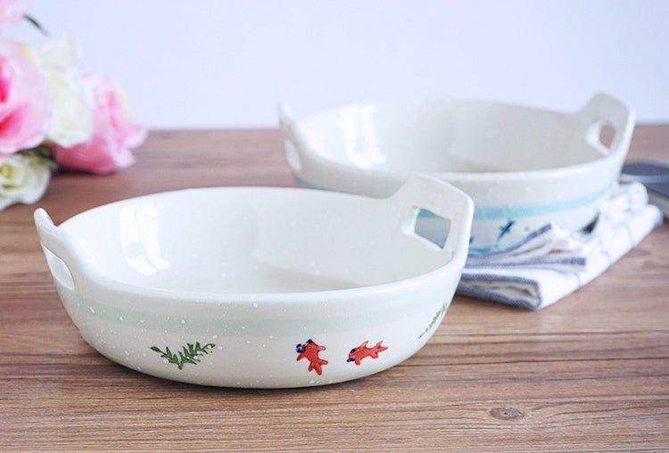 Japanese Handcrafted Ceramic Goldfish Baking Plates
