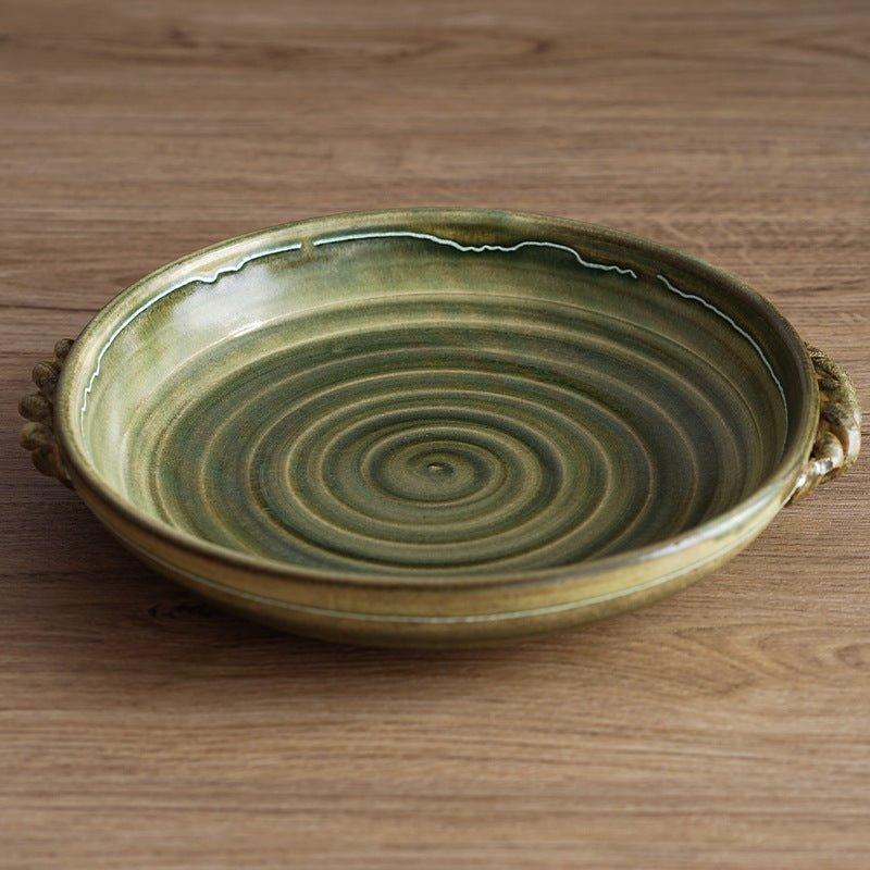Japanese Handcrafted Curved Ceramic Swirl Plate