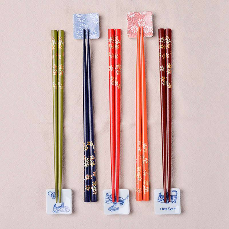 Japanese Rainbow Sakura Handcrafted Wooden Chopsticks Set of 5