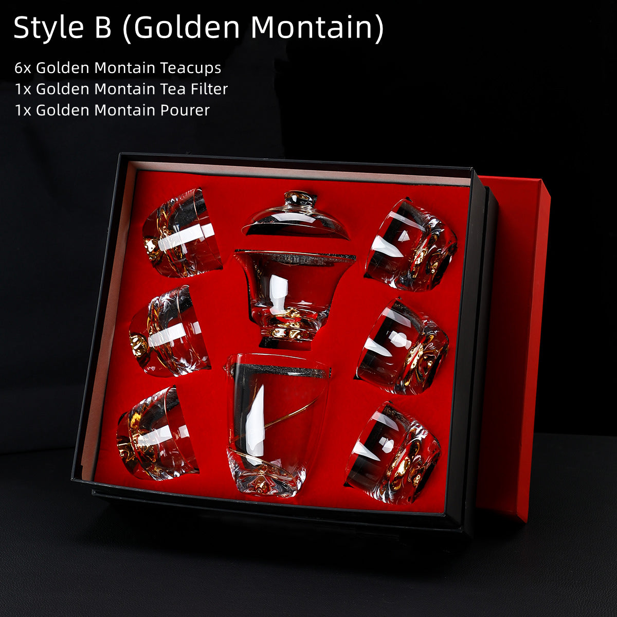 Gold Leaf Chinese Kung-Fu Tea Glass Cup Gift Sets