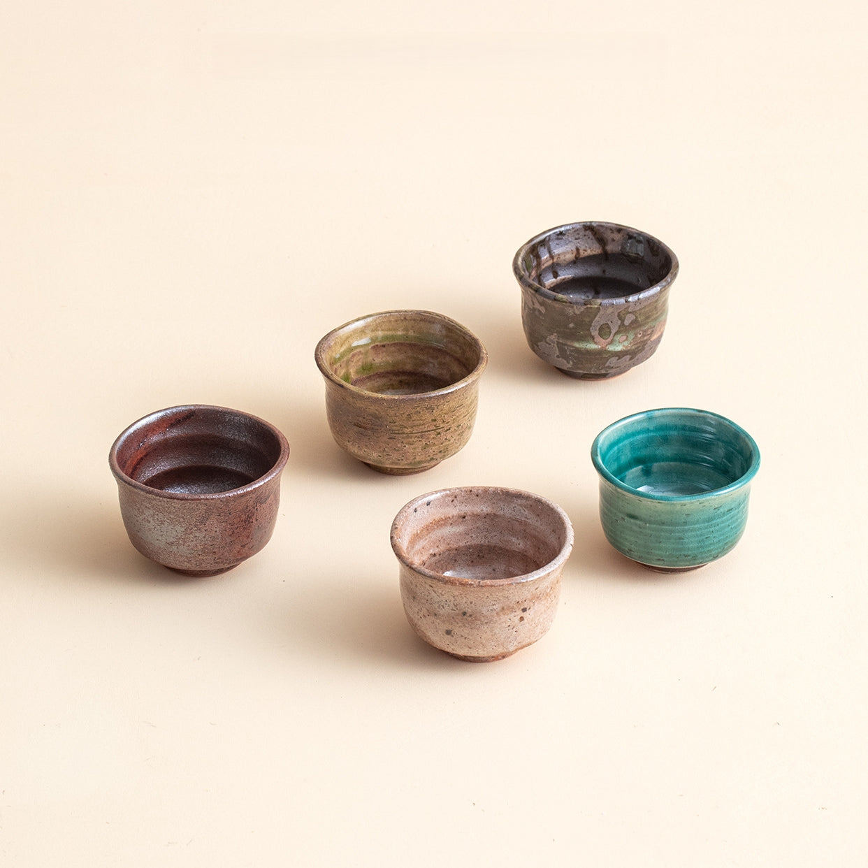 Touji Mino Ware Natural Wave Tea Cup Set of Five