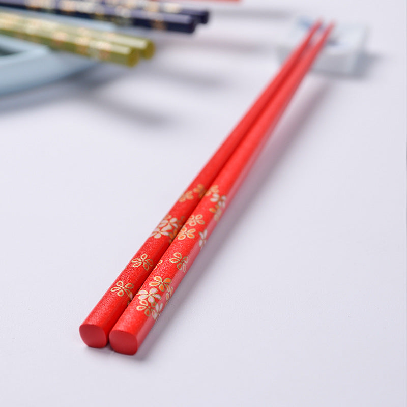 Japanese Rainbow Sakura Handcrafted Wooden Chopsticks Set of 5
