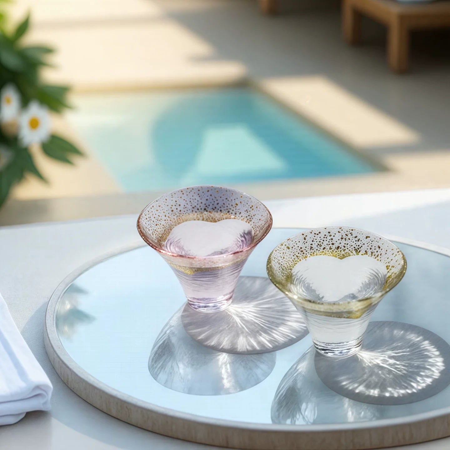 Toyo-Sasaki Handcrafted Kinka & Sakura Fuji Glass Set
