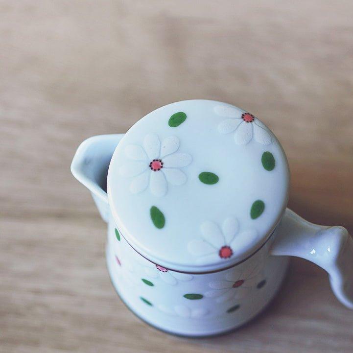 Japanese Ceramic Flower Tea Pot Sets With Carrying Case